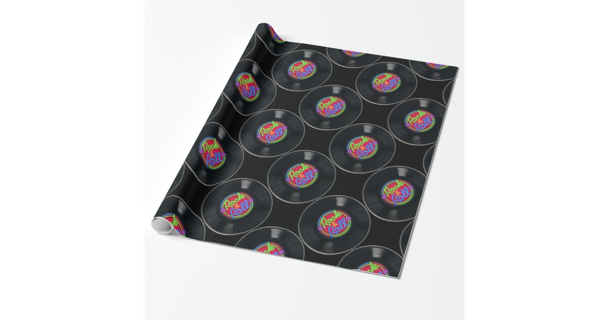 Retro Rock & Roll Vinyl Wrapping Paper Zazzle
