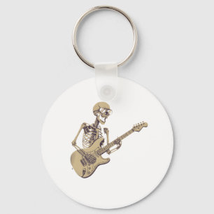 Retro Rock Skeleton Guitar Graphic Keychain