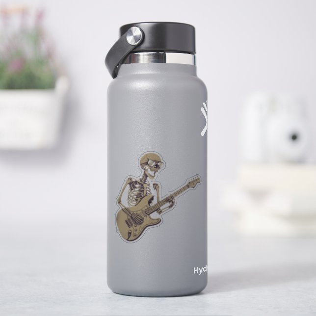 Retro Rock Skeleton Guitar Graphic Sticker (HydroFlask)