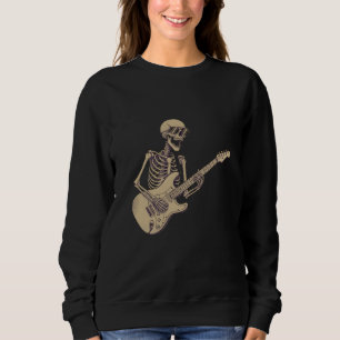 Retro Rock Skeleton Guitar Graphic Sweatshirt