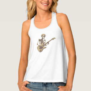 Retro Rock Skeleton Guitar Graphic Tank Top