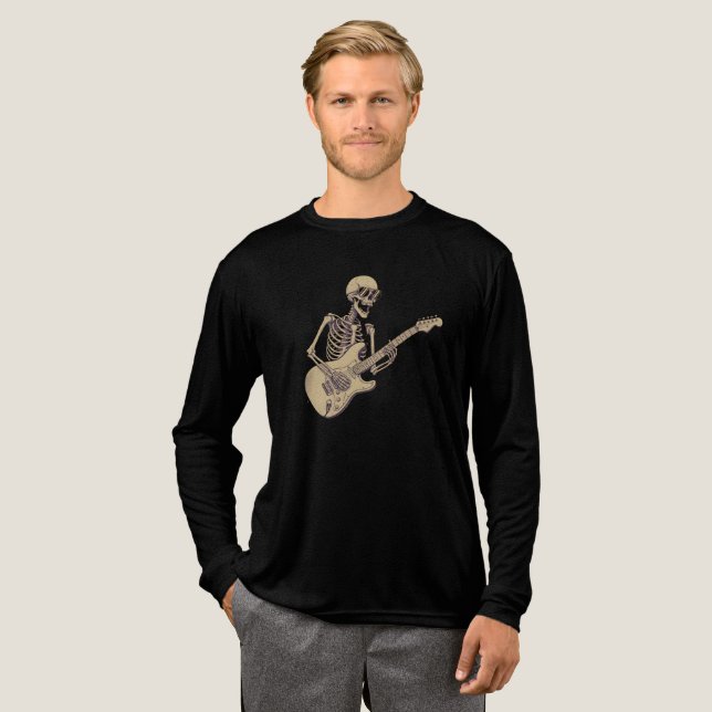 Retro Rock Skeleton Guitar Graphic Tri-Blend Shirt (Full Front)