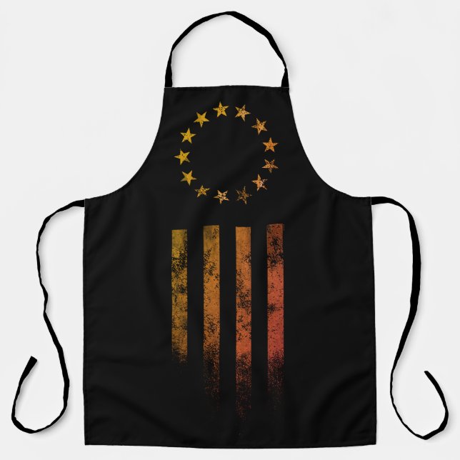 Retro Rock Sunset Grill 13 Star American Flag Apron (Front)