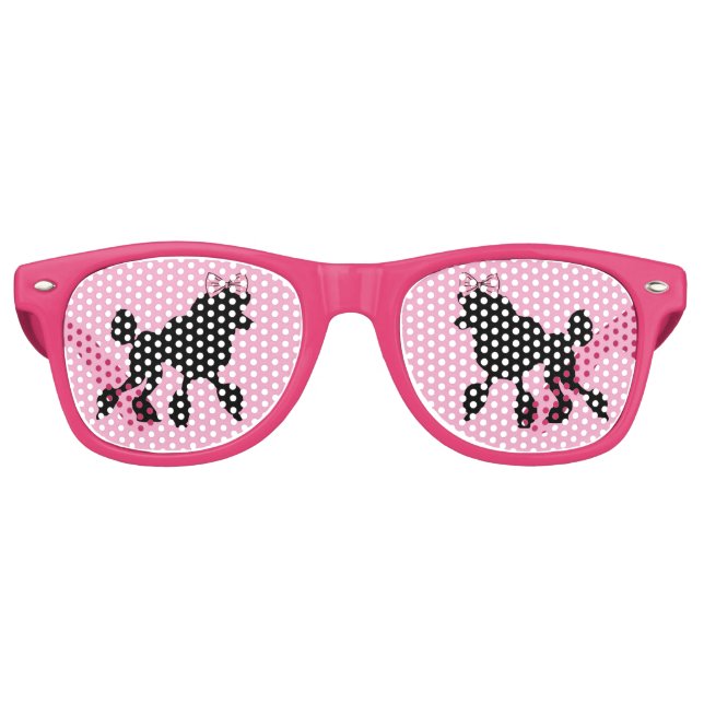 Retro Rockabilly 1950s Black Poodles Retro Sunglasses (Front)