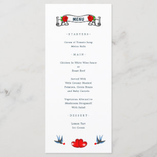Retro Rockabilly Hearts Wedding Menu