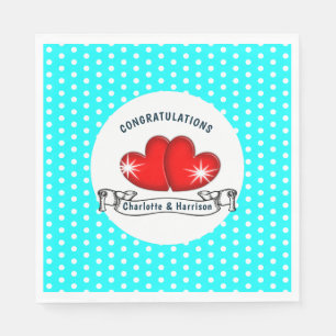 Retro Rockabilly Hearts Wedding Napkins