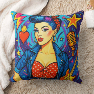 Retro Rockabilly Pillow Throw/Cushion