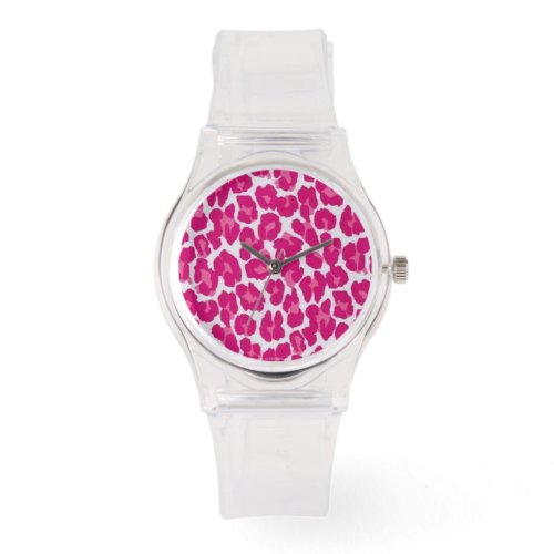 Retro Rockabilly Pink Leopard Print Designer Watch