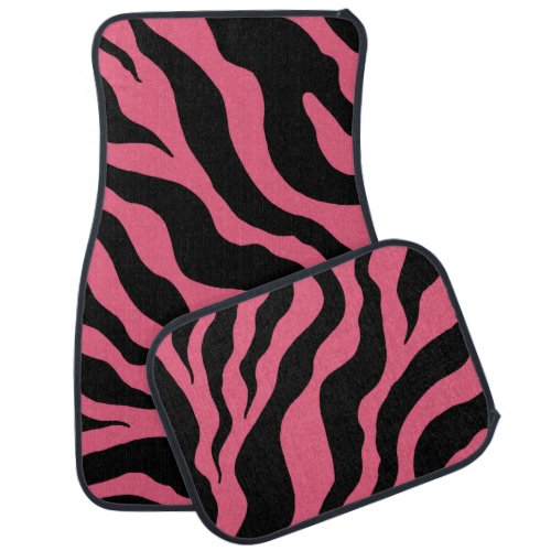 Retro Rockabilly Pink Zebra Car Mats Set Gift