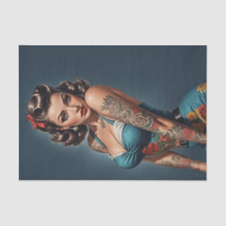 Retro Rockabilly Pinup Girl Decoupage Tissue Paper