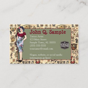 Retro Rockabilly Pinup  Tattoo Business Card by hkimbrell at Zazzle