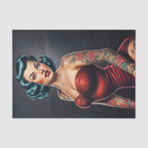 Retro Rockabilly Pinup Woman Decoupage