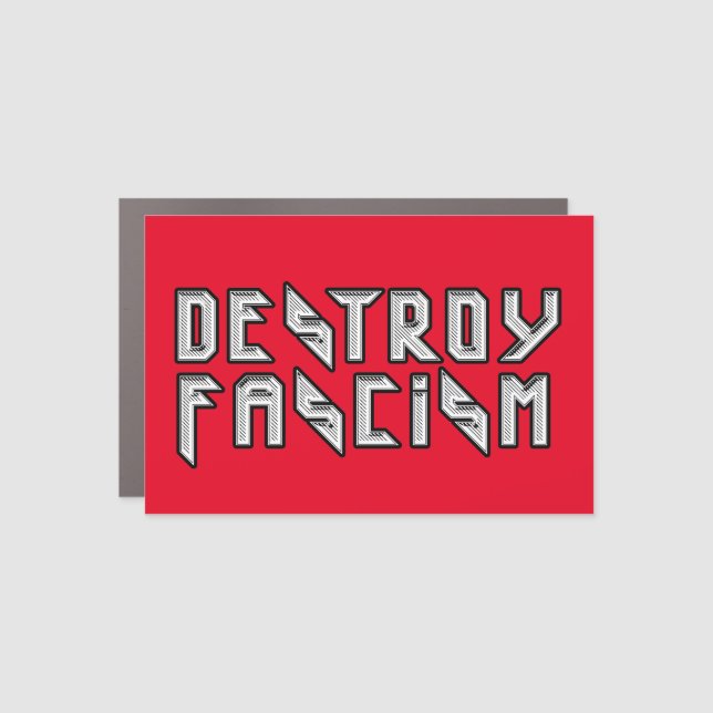 Retro Rocker - Destroy Fascism Car Magnet (Front)