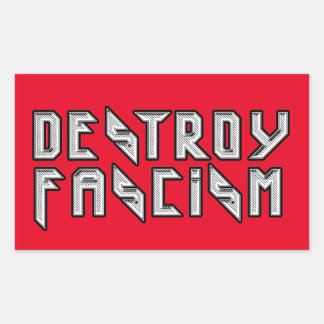 Retro Rocker - Destroy Fascism Rectangular Sticker