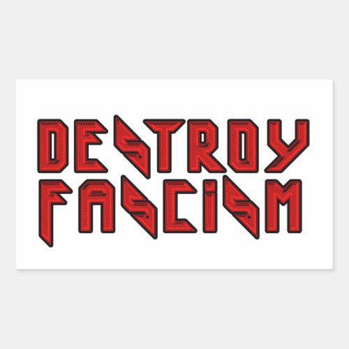 Retro Rocker _ Destroy Fascism Rectangular Sticker