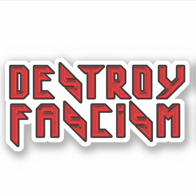 Retro Rocker - Destroy Fascism Sticker (Front)