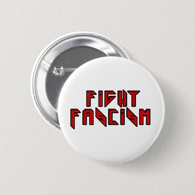 Retro Rocker - Fight Fascism Button (Front & Back)