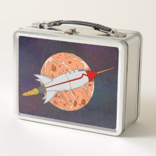 Retro Rocket 2026 Metal Lunch Box