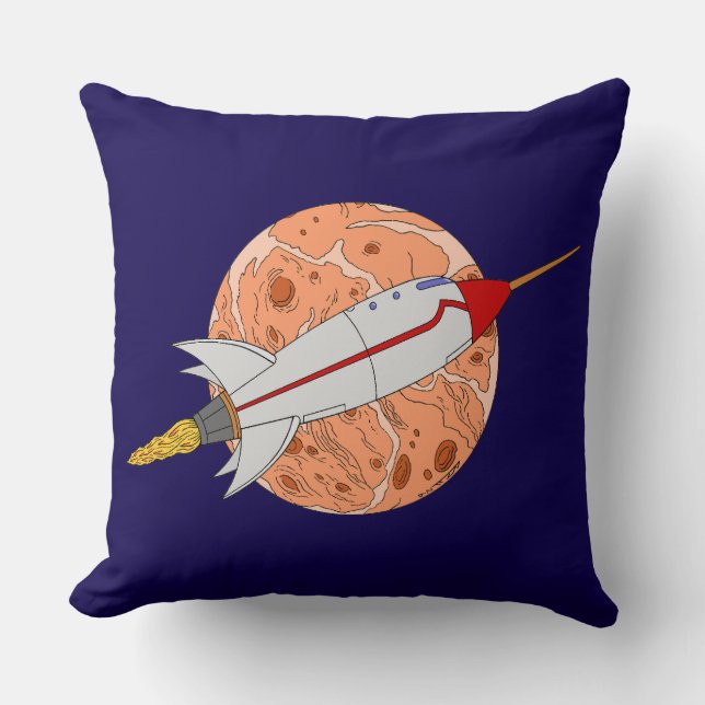 Retro Rocket 2026 Throw Pillow (Front)