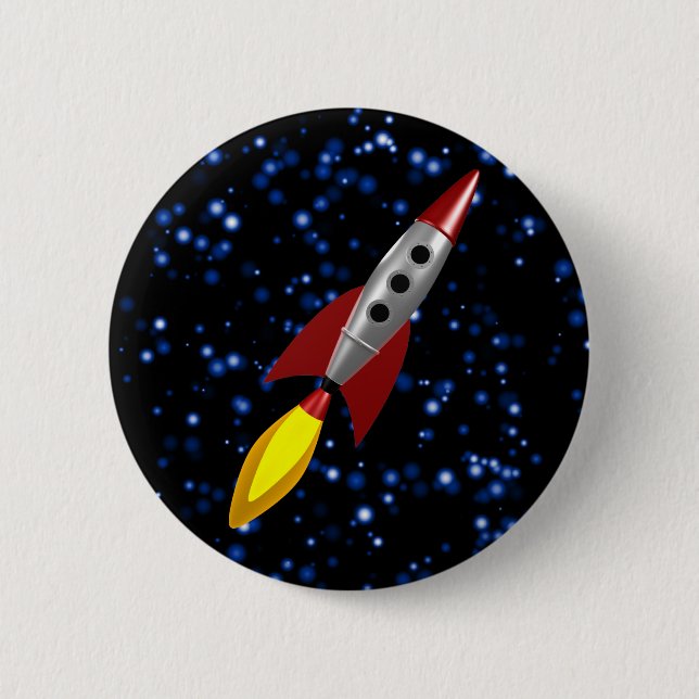 Retro Rocket 3d Button (Front)