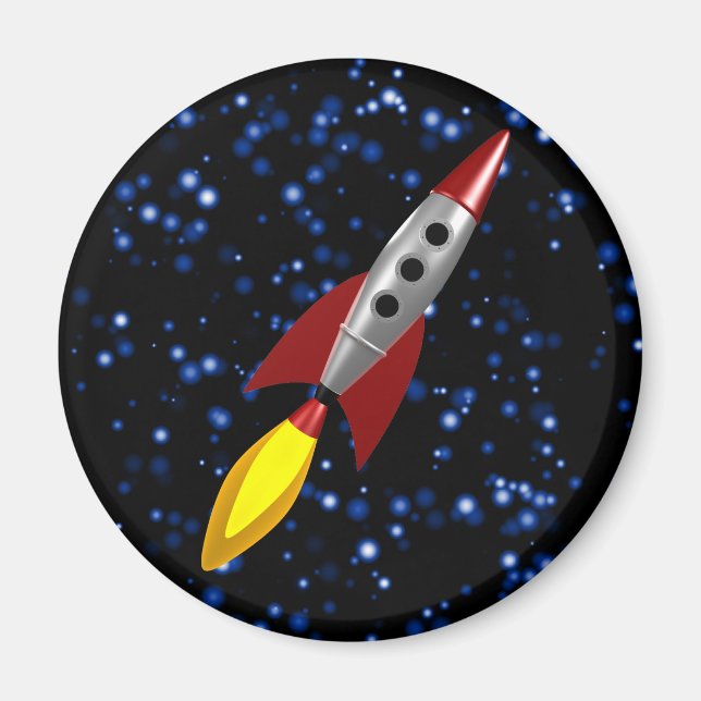 Retro Rocket 3d Magnet (Front)
