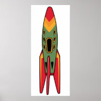 Retro Rocket - Color Poster