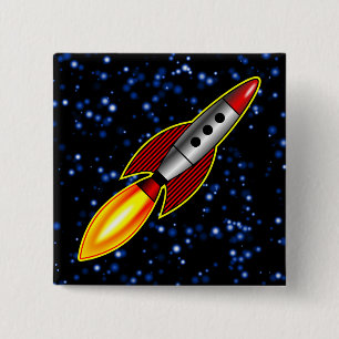 Retro Rocket - Customized Pinback Button