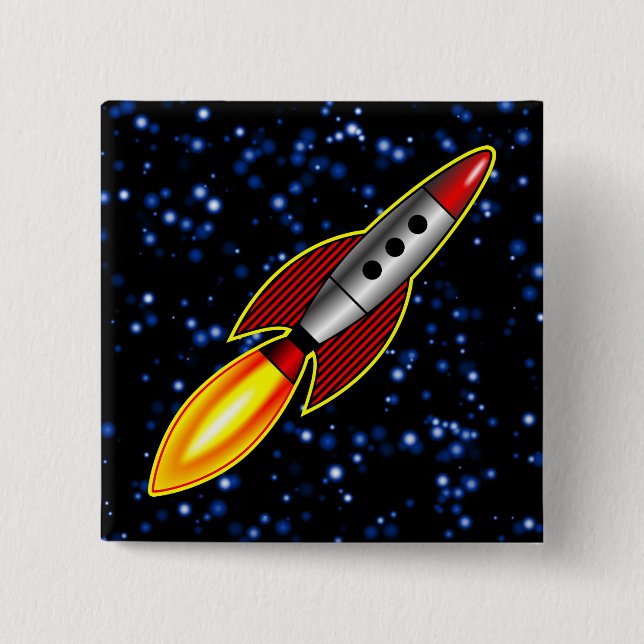 Retro Rocket - Customized Pinback Button (Front)