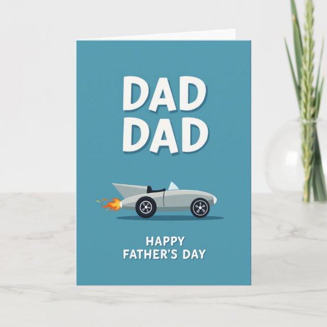 Retro Rocket Dads Day Card (Front)