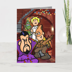 Retro Rocket Guy Christmas Holiday Card