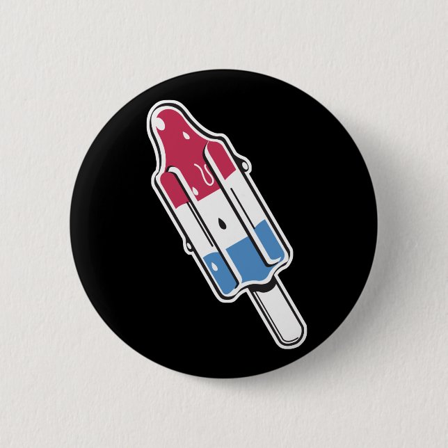 retro rocket ice pop pinback button (Front)