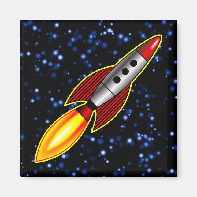 Retro Rocket Magnet (Front)