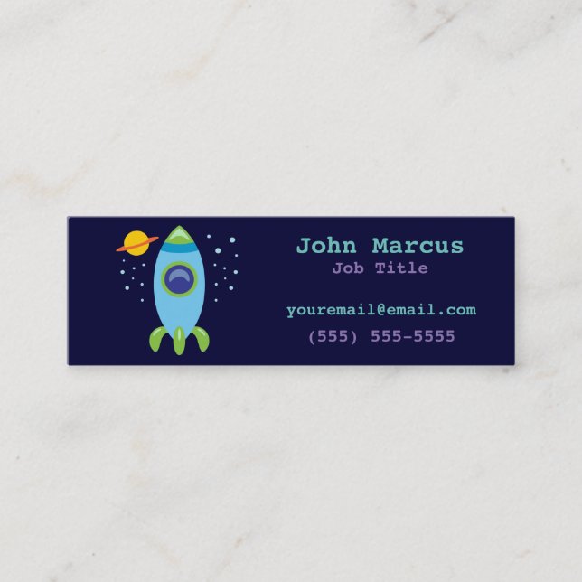Retro Rocket Mini Business Card (Front)
