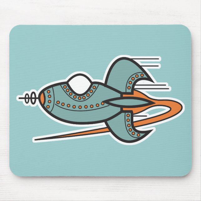 retro rocket mouse pad (Front)