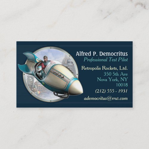 Retro Rocket Pilot Business Cards