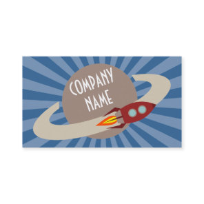 Retro Rocket & Planet Business Card