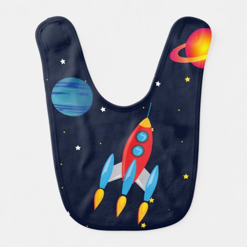 Retro Rocket  Planets in Outer Space Bib