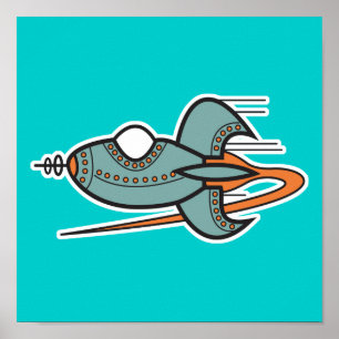 retro rocket poster