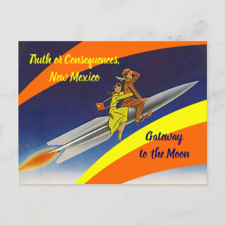 Retro rocket ride moon Truth or Consequences NM Postcard