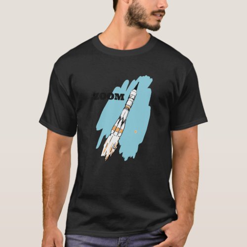 Retro Rocket Ship Flying  T_Shirt