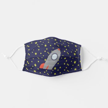 Retro Rocket Ship In Space Adult Cloth Face Mask by Egg_Tooth at Zazzle