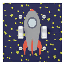 Retro Rocket Ship in Space Light Switch Cover