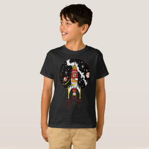 Retro rocket ship launching outer space shuttle T-Shirt