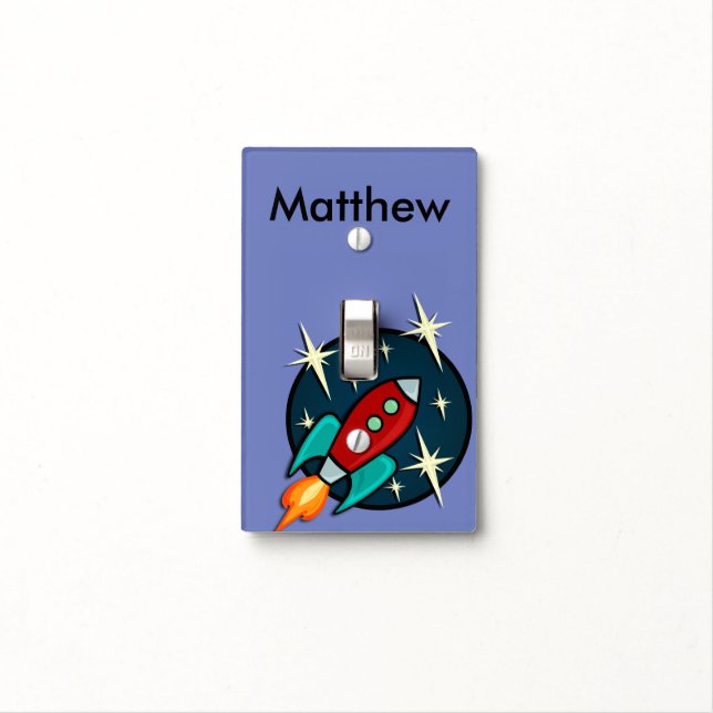 RETRO ROCKET SHIP LIGHT SWITCH COVER (In Situ)
