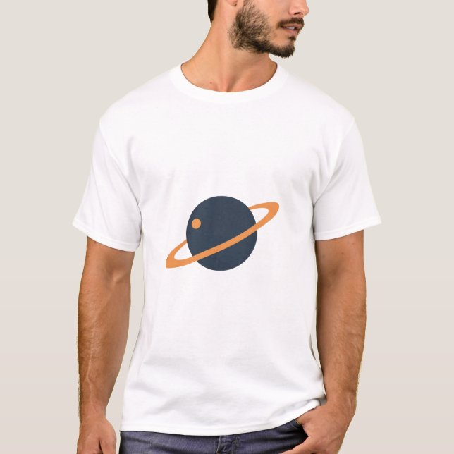 Retro Rocket Ship Orbiting Dark Planet - Outer Spa T-Shirt (Front)