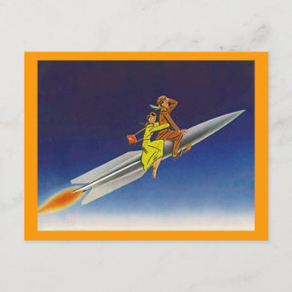 Retro Rocket Ship Riding Away Moving Announcements