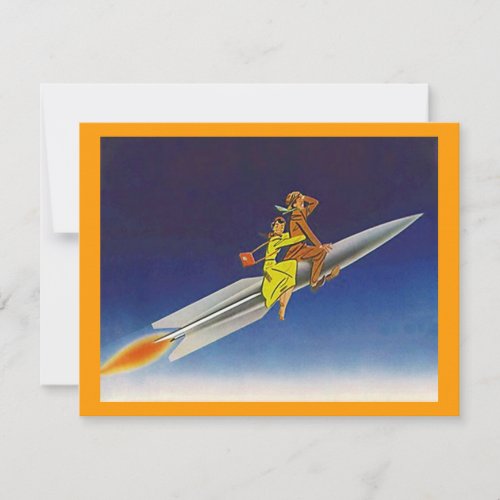 Retro Rocket Ship Riding Away Moving Announcements