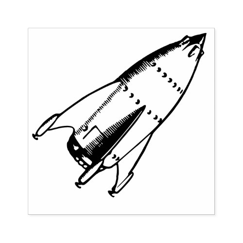 Retro  rocket ship rubber stamp