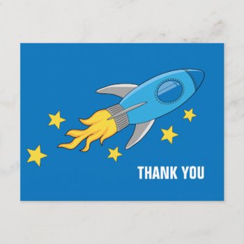 Retro Rocket Ship Thank You Card by artladymanor at Zazzle