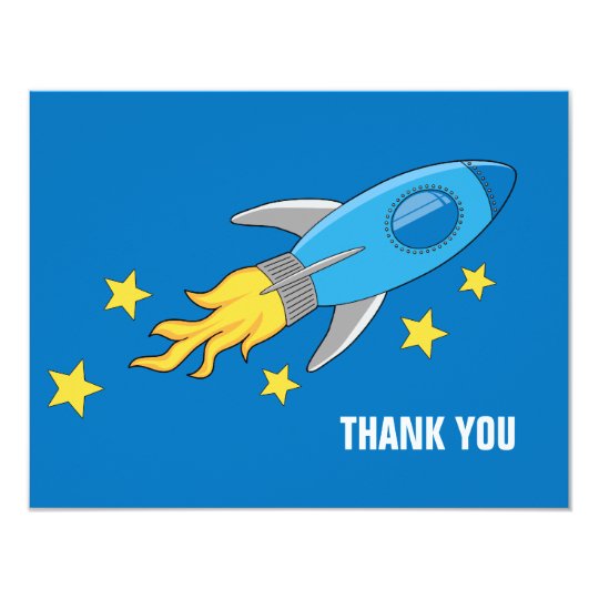 Retro Rocket Ship Thank You Card 